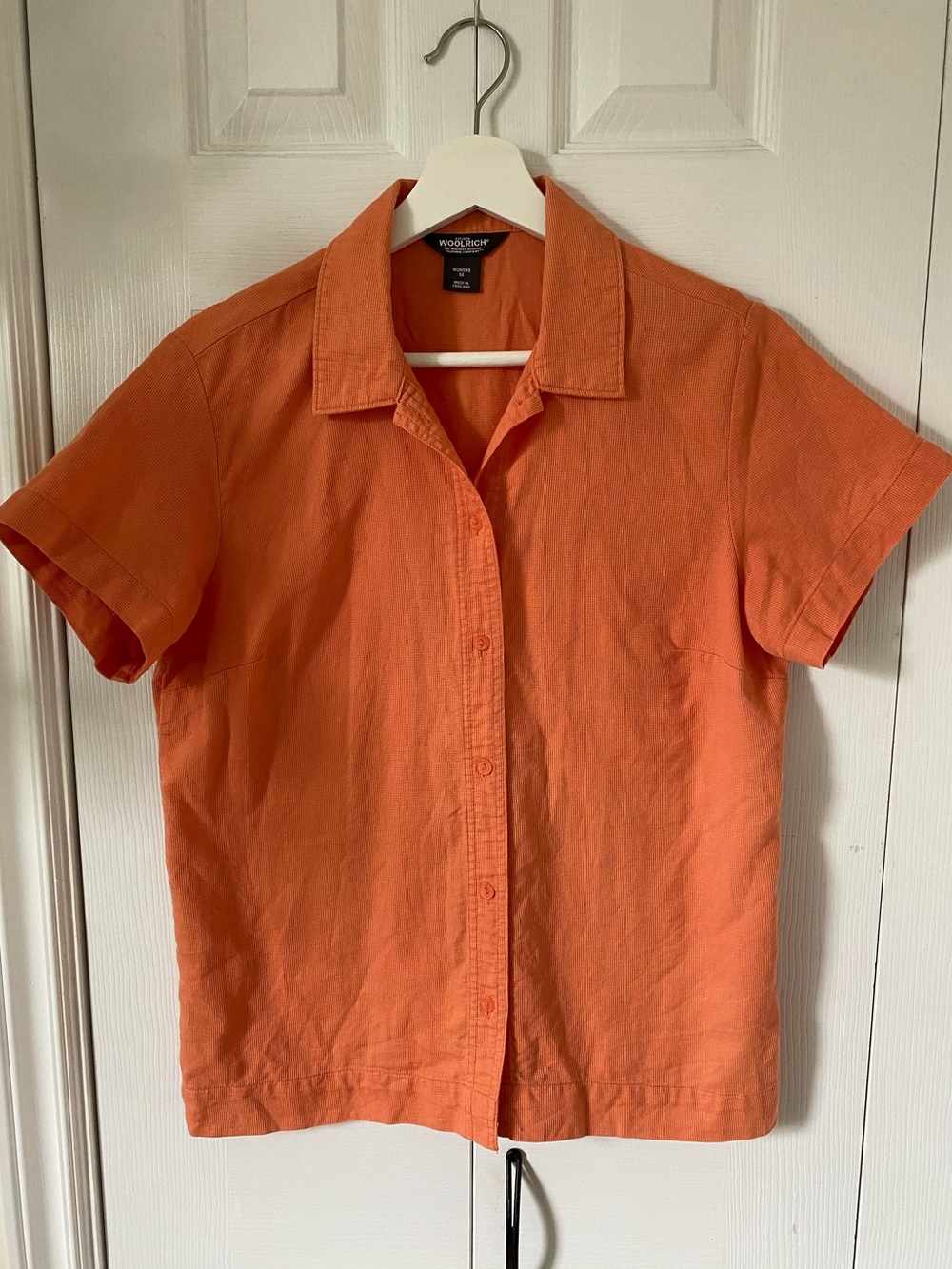Woolrich Camp Shirt Orange Short-Sleeve Button-Front 100% cotton Medium